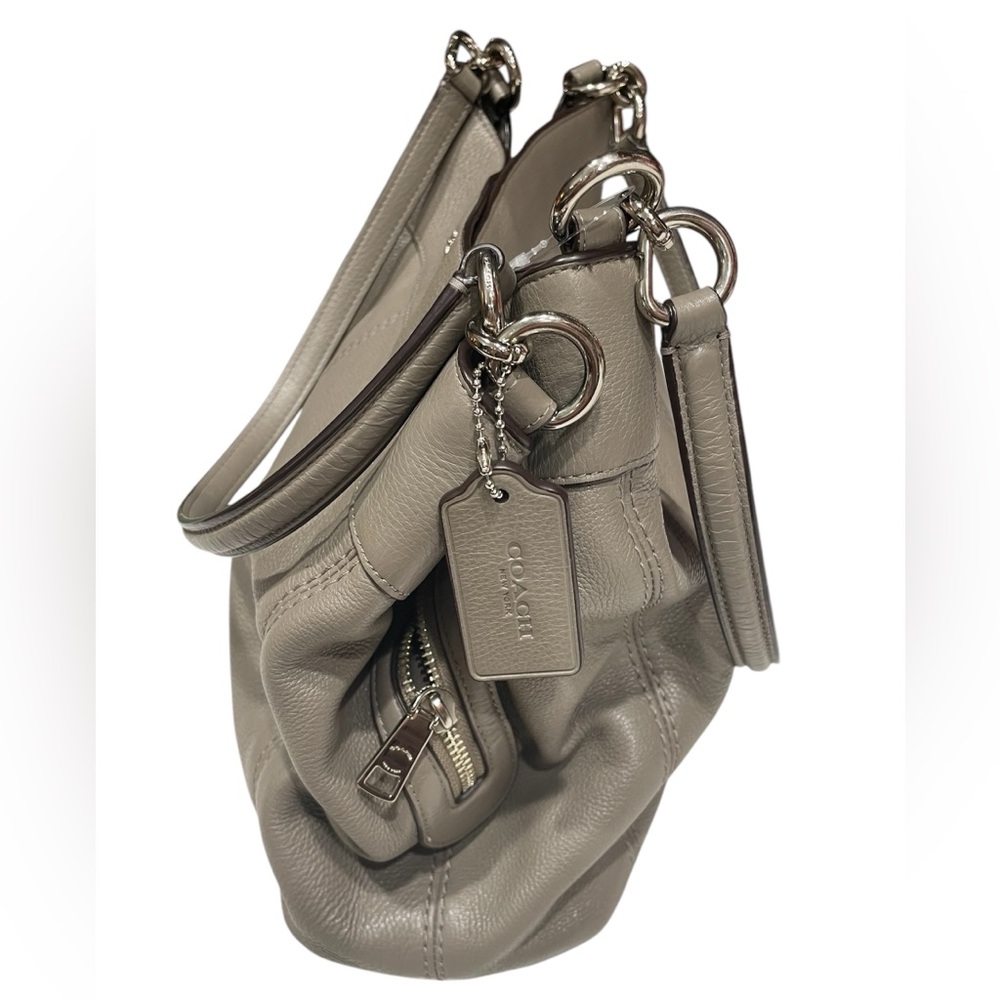 Coach Lexy Edie Shoulder Bag Pebbled Leather Taupe Beige - Picture 3 of 13